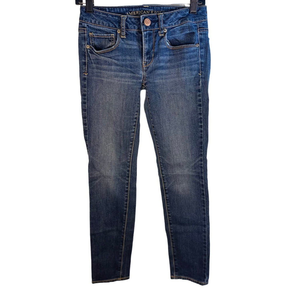 AEO American Eagle Skinny Stretch Jeans Size 2 Short Twilight Western Preppy